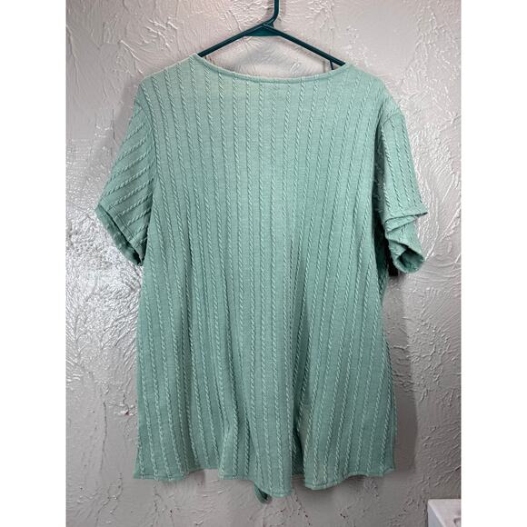 Weatherproof Vintage Women's Tie Front Sweater Top Cable Knit Green Large NWT - Picture 2 of 5